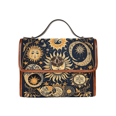 Witchy Sun and Moon Canvas Satchel Bag - Crystallized Collective
