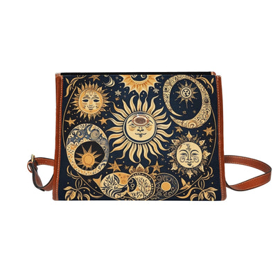 Witchy Sun and Moon Canvas Satchel Bag - Crystallized Collective