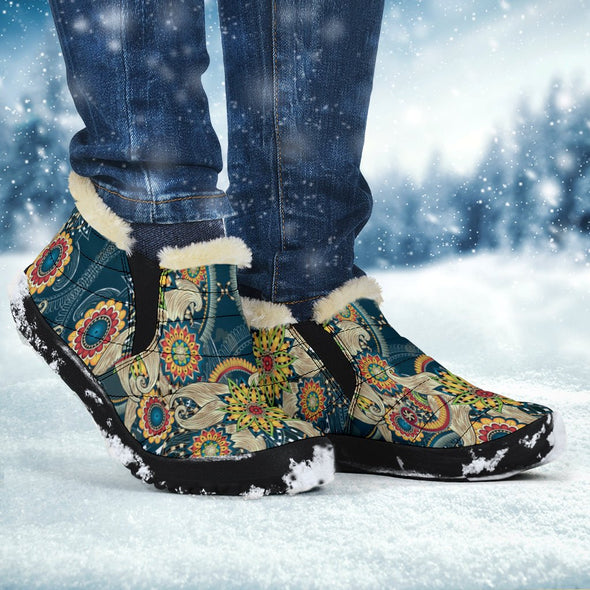 Yellow Flower Fractal Winter Sneakers - Crystallized Collective